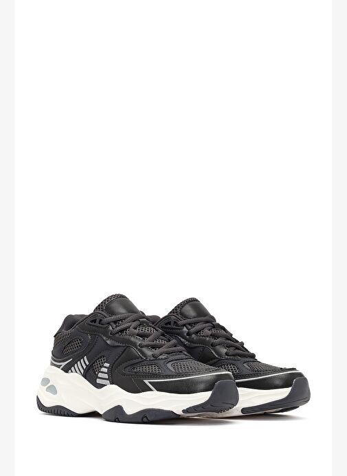 Kadın Gri Bağcıklı Kalın Tabanlı Sneaker 25AFD494214 - Görsel 4