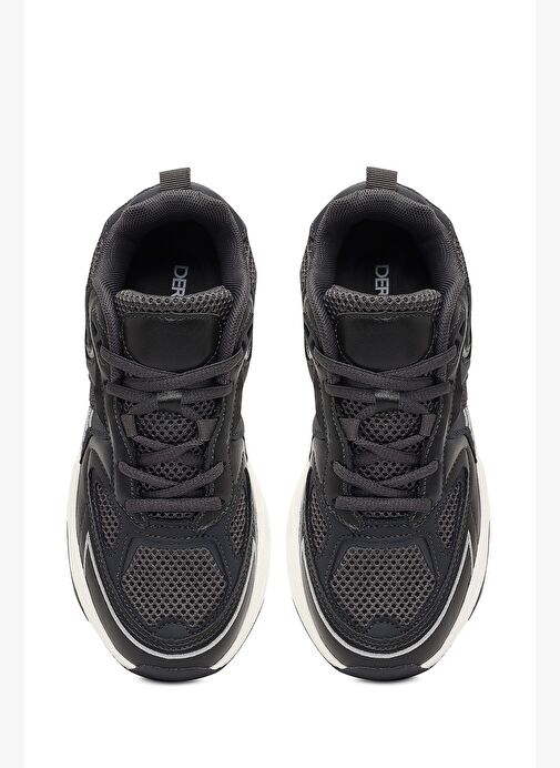 Kadın Gri Bağcıklı Kalın Tabanlı Sneaker 25AFD494214 - Görsel 8