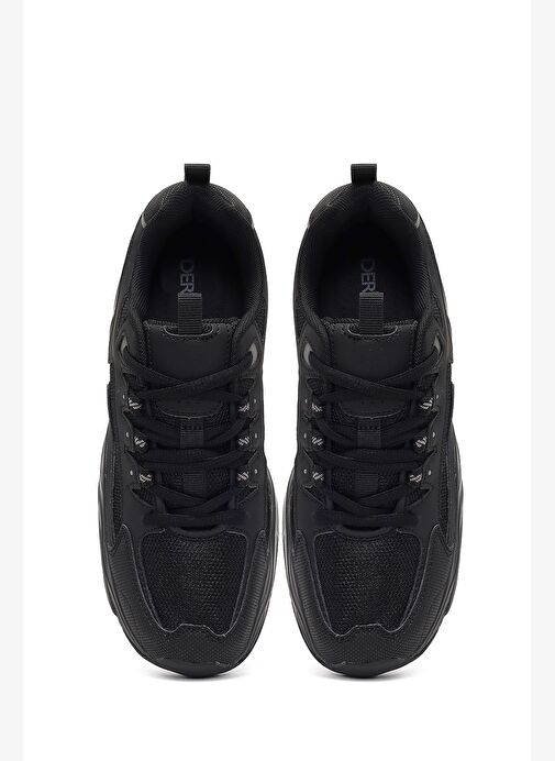 Kadın Siyah Bağcıklı Kalın Tabanlı Sneaker 25AFD494314 - Görsel 8