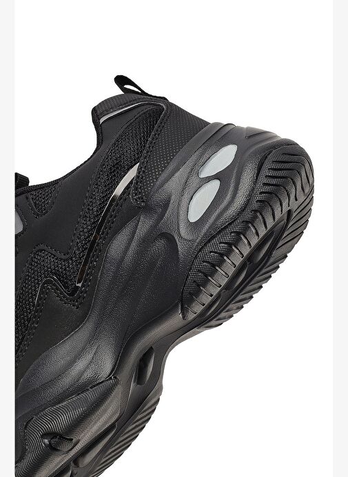 Kadın Siyah Bağcıklı Kalın Tabanlı Sneaker 25AFD494314 - Görsel 9