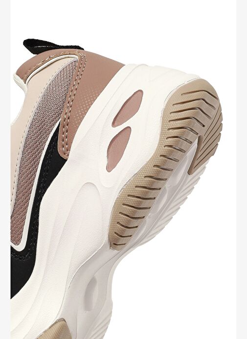 Kadın Bej Bağcıklı Kalın Tabanlı Sneaker 25AFD494314 - Görsel 9