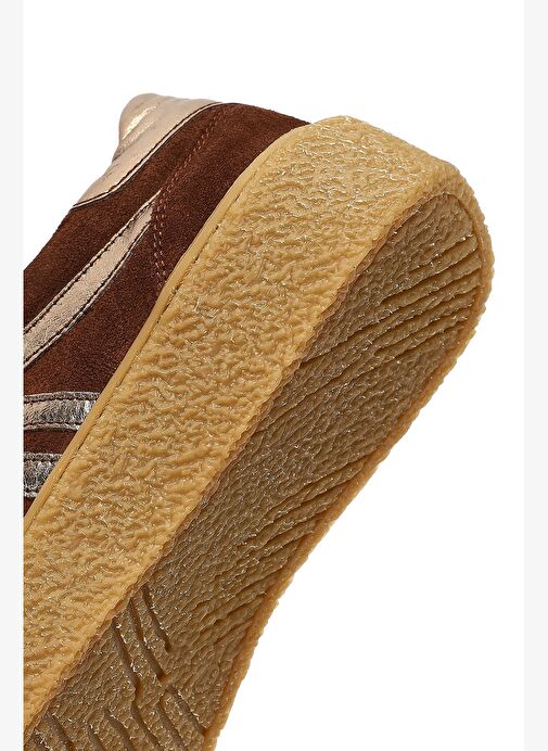 Kadın Kahverengi Bağcıklı Kalın Tabanlı Süet Deri Sneaker 25AFD511110 - Görsel 9