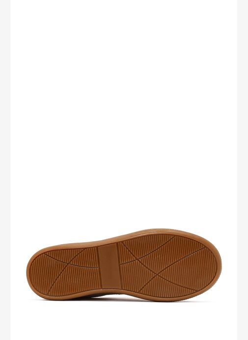 Kadın Bej Bağcıklı Kalın Tabanlı Süet Sneaker 25AFE145210 - Görsel 5
