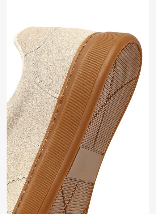 Kadın Bej Bağcıklı Kalın Tabanlı Süet Sneaker 25AFE145210 - Görsel 9