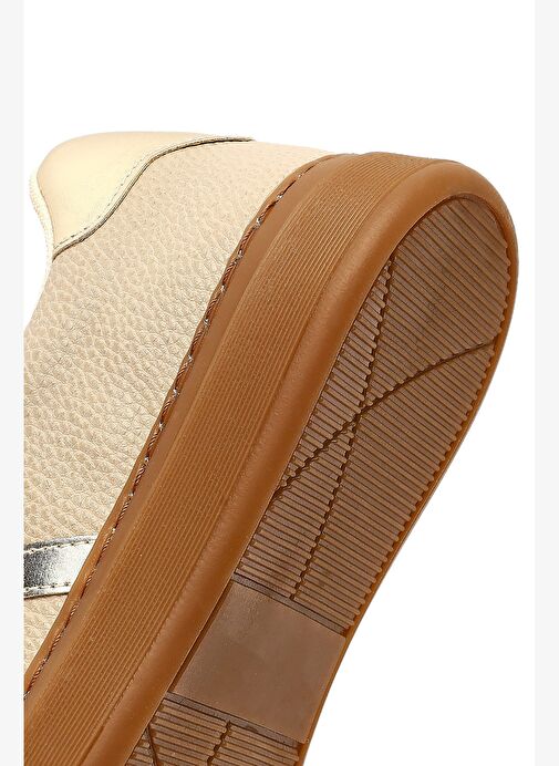 Kadın Bej Bağcıklı Kalın Tabanlı Sneaker 25AFE145414 - Görsel 9