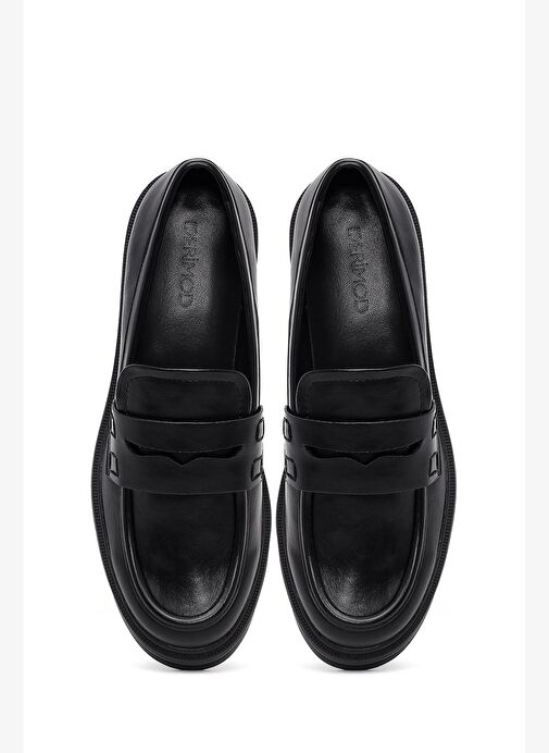 Kadın Siyah Kalın Tabanlı Maskülen Loafer 25AFE480118 - Görsel 8