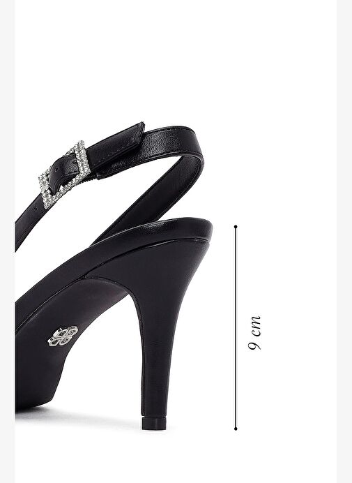 Kadın Siyah Arkası Açık İnce Topuklu Ayakkabı 25AFE480418 - Görsel 3