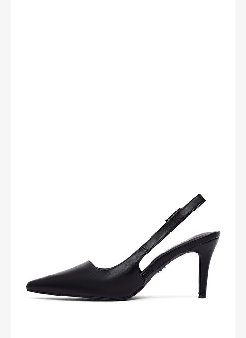 Kadın Siyah Arkası Açık İnce Topuklu Ayakkabı 25AFE480418 - Görsel 5