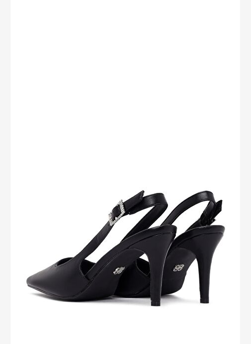 Kadın Siyah Arkası Açık İnce Topuklu Ayakkabı 25AFE480418 - Görsel 7