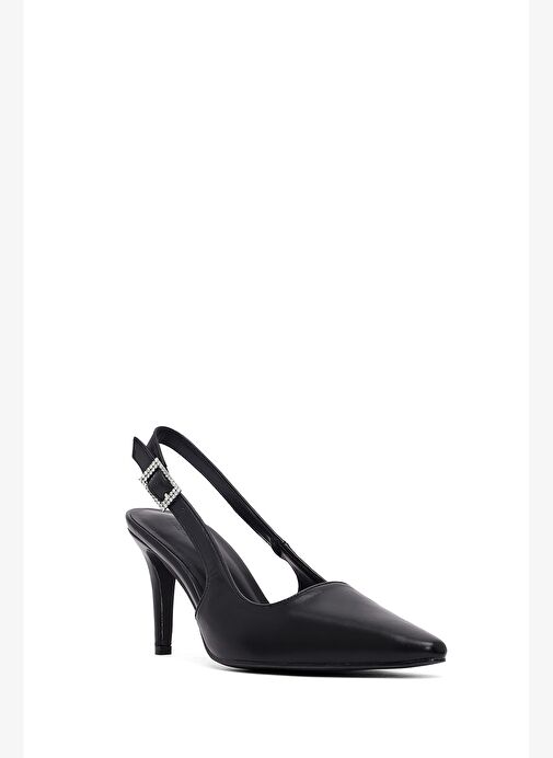 Kadın Siyah Arkası Açık İnce Topuklu Ayakkabı 25AFE480418 - Görsel 8