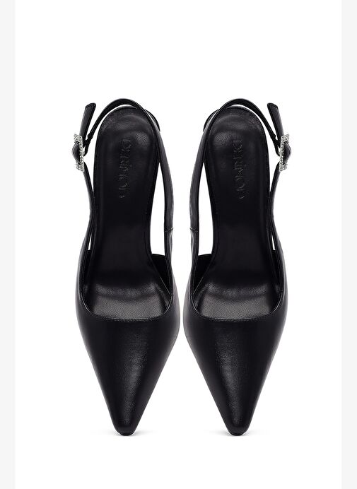 Kadın Siyah Arkası Açık İnce Topuklu Ayakkabı 25AFE480418 - Görsel 9