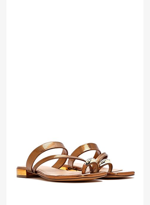 Derimod Derimod Belirsiz Kadın Bronz Taşlı Metalik Terlik 25SFD441532 Boyner'de! Belirsiz - 4. görsel