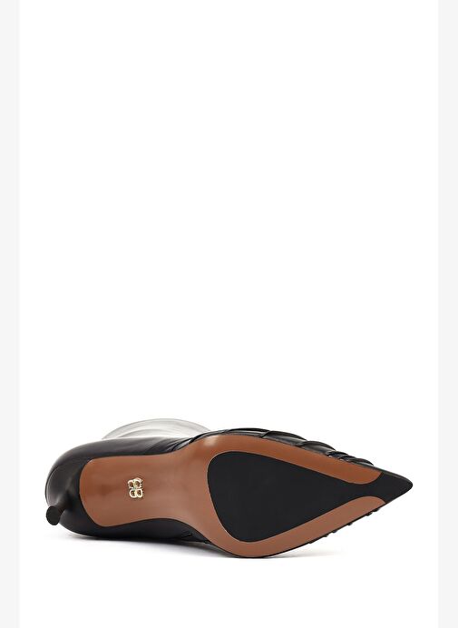 Kadın Siyah Fermuarlı İnce Topuklu Deri Bot 25WFD101318 - Görsel 7