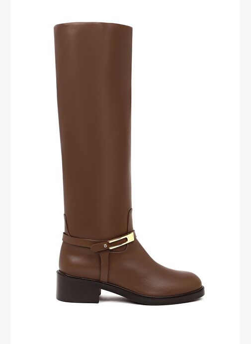 Kadın Kahverengi Tokalı Deri Çizme 25WFD101518 - Görsel 2