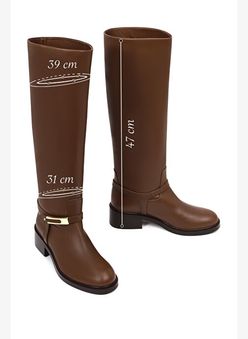 Kadın Kahverengi Tokalı Deri Çizme 25WFD101518 - Görsel 3