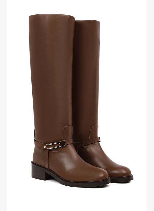 Kadın Kahverengi Tokalı Deri Çizme 25WFD101518 - Görsel 6