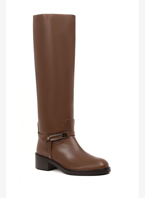 Kadın Kahverengi Tokalı Deri Çizme 25WFD101518 - Görsel 9