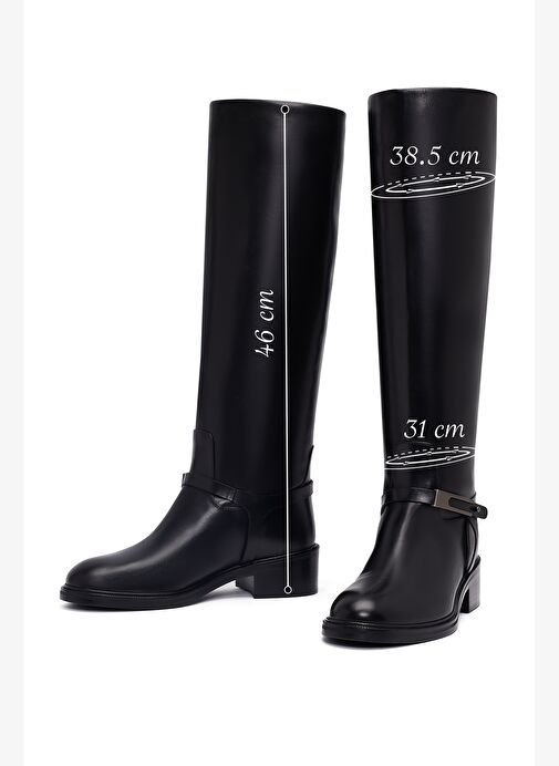 Kadın Siyah Tokalı Deri Çizme 25WFD101518 - Görsel 3