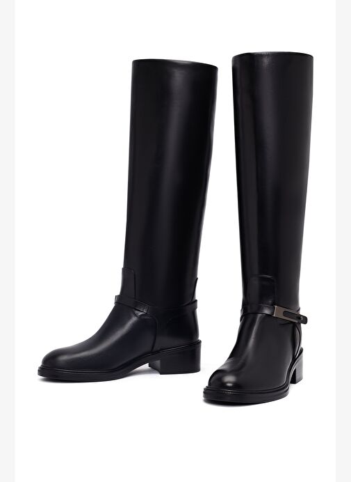 Kadın Siyah Tokalı Deri Çizme 25WFD101518 - Görsel 4