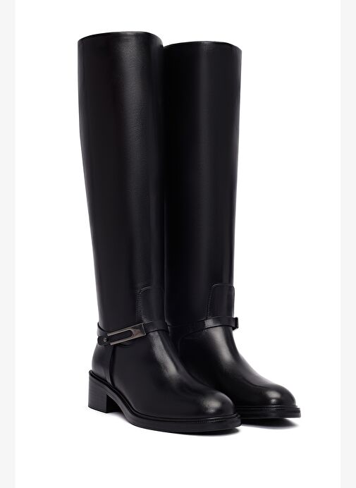 Kadın Siyah Tokalı Deri Çizme 25WFD101518 - Görsel 5