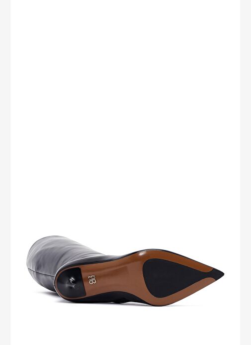 Kadın Siyah Fermuarlı Yüksek İnce Topuklu Deri Çizme 25WFD101618 - Görsel 7