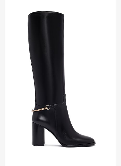 Kadın Siyah Kalın Topuklu Deri Çizme 25WFD101818 - Görsel 2