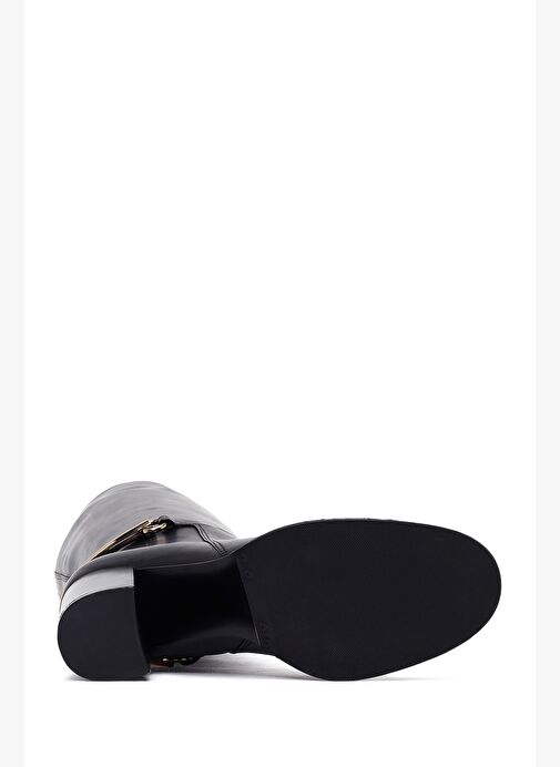 Kadın Siyah Kalın Topuklu Deri Çizme 25WFD101818 - Görsel 7