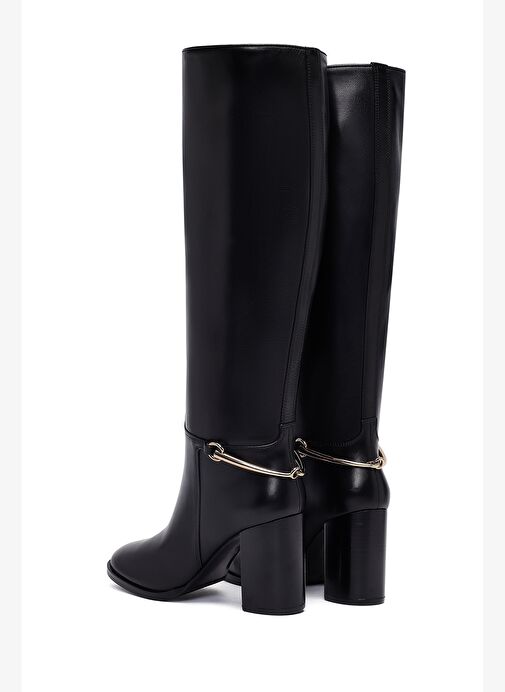 Kadın Siyah Kalın Topuklu Deri Çizme 25WFD101818 - Görsel 8