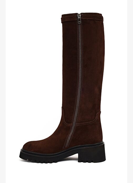 Derimod Derimod Kadın Kahverengi Fermuarlı Kalın Tabanlı Süet Deri Çizme 25WFD102010 Boyner'de! Kahverengi - 5. görsel