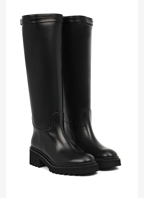 Derimod Derimod Kadın Siyah Fermuarlı Kalın Tabanlı Deri Çizme 25WFD102018 Boyner'de! Siyah - 3. görsel