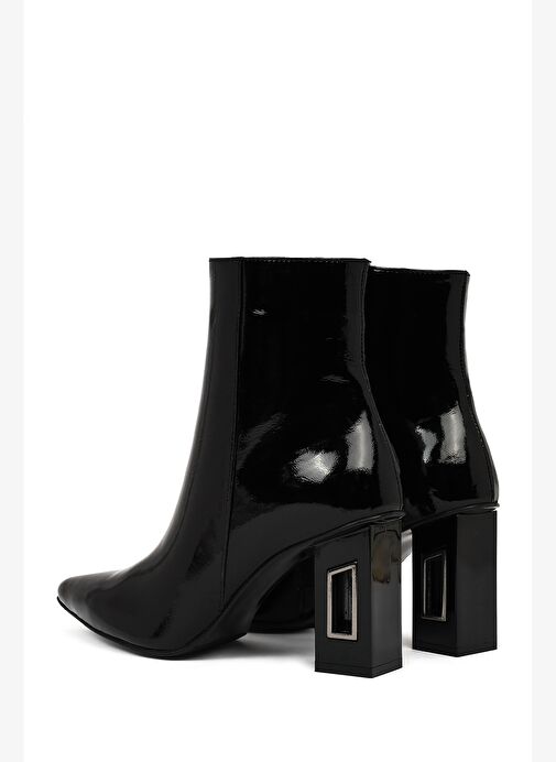 Derimod Derimod Kadın Siyah Fermuarlı Kalın Topuklu Rugan Deri Bot 25WFD130916 Boyner'de! Siyah - 8. görsel