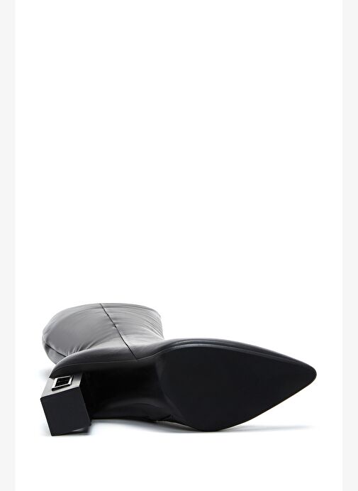 Kadın Siyah Fermuarlı Topuklu Deri Çizme 25WFD131518 - Görsel 7