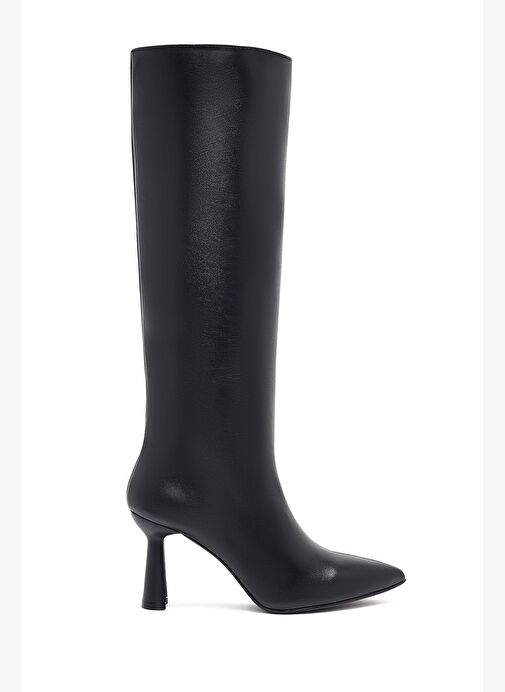 Kadın Siyah Topuklu Deri Çizme 25WFD132118 - Görsel 2