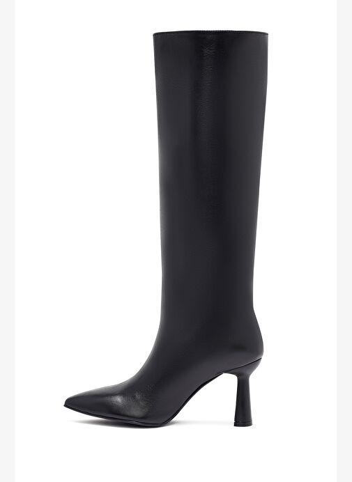 Kadın Siyah Topuklu Deri Çizme 25WFD132118 - Görsel 5