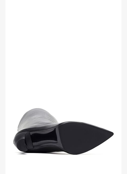 Kadın Siyah Topuklu Deri Çizme 25WFD132118 - Görsel 7