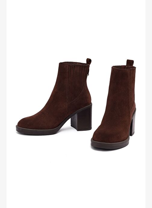 Derimod Derimod Kadın Kahverengi Kalın Topuklu Süet Deri Bot 25WFD132510 Boyner'de! Kahverengi - 4. görsel