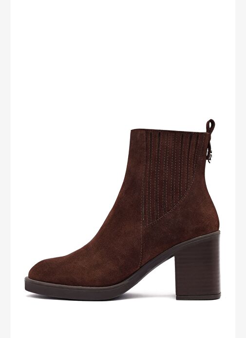 Derimod Derimod Kadın Kahverengi Kalın Topuklu Süet Deri Bot 25WFD132510 Boyner'de! Kahverengi - 6. görsel