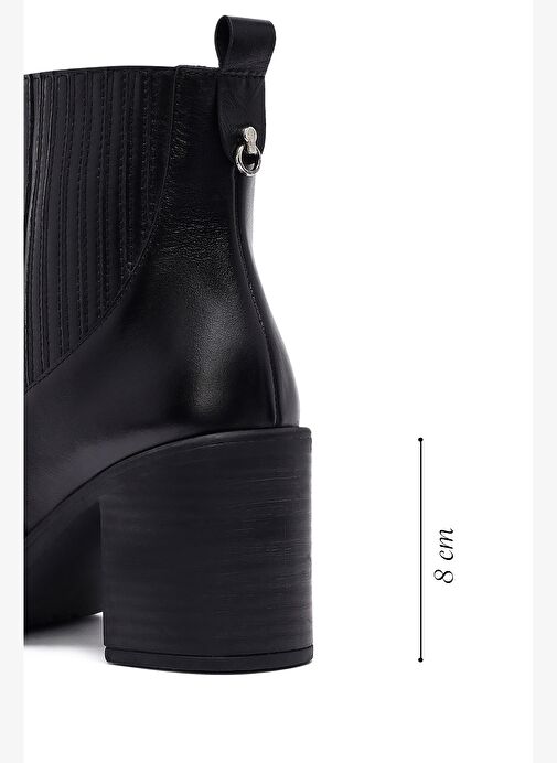 Kadın Siyah Kalın Topuklu Deri Chelsea Bot 25WFD132518 - Görsel 3