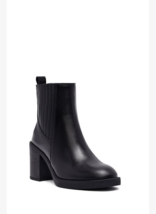 Kadın Siyah Kalın Topuklu Deri Chelsea Bot 25WFD132518 - Görsel 9
