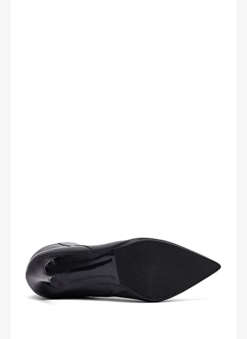 Kadın Siyah Fermuarlı Yüksek İnce Topuklu Deri Bot 25WFD133018 - Görsel 7