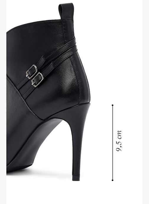 Kadın Siyah Fermuarlı İnce Topuklu Deri Bot 25WFD133118 - Görsel 3