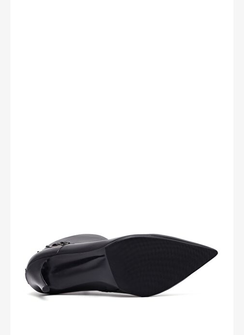 Kadın Siyah Fermuarlı İnce Topuklu Deri Bot 25WFD133118 - Görsel 7