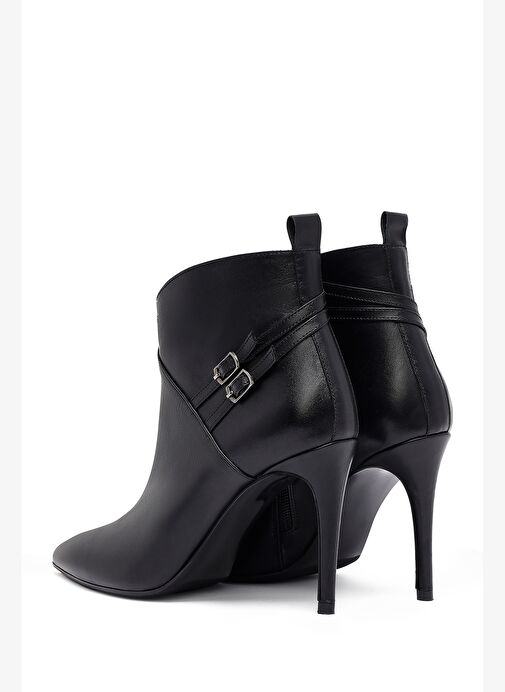Kadın Siyah Fermuarlı İnce Topuklu Deri Bot 25WFD133118 - Görsel 8