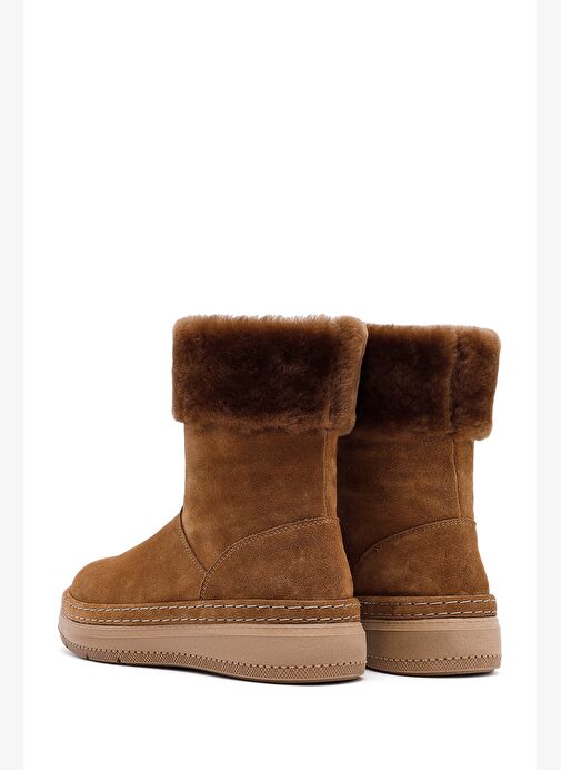 Kadın Taba Kalın Tabanlı Kürk Detaylı Süet Deri Bot 25WFD133410 - Görsel 7