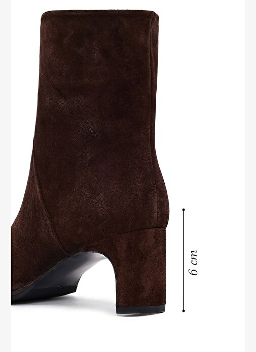 Derimod Derimod Kadın Kahverengi Kalın Topuklu Süet Deri Bot 25WFD133510 Boyner'de! Kahverengi - 5. görsel