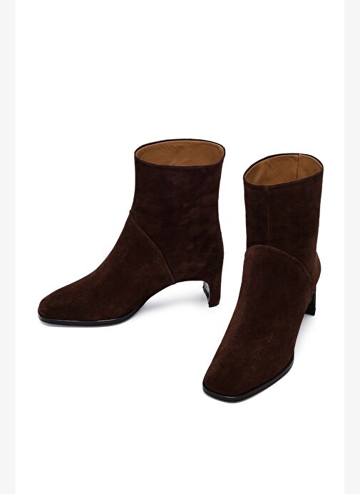 Derimod Derimod Kadın Kahverengi Kalın Topuklu Süet Deri Bot 25WFD133510 Boyner'de! Kahverengi - 6. görsel