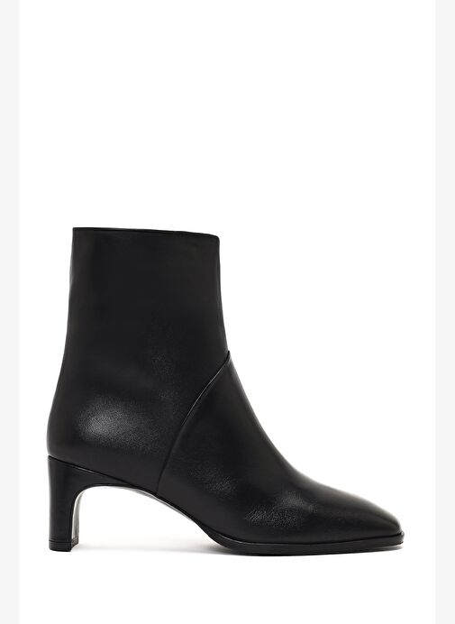 Kadın Siyah Kısa Kalın Topuklu Deri Bot 25WFD133518 - Görsel 2