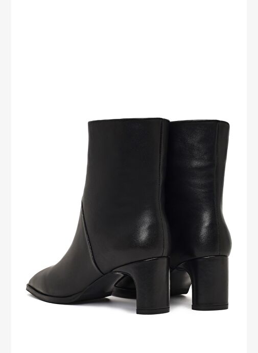 Kadın Siyah Kısa Kalın Topuklu Deri Bot 25WFD133518 - Görsel 8