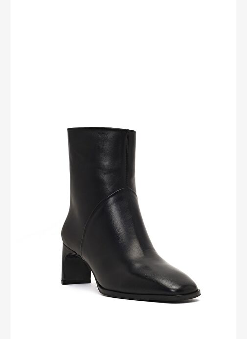 Kadın Siyah Kısa Kalın Topuklu Deri Bot 25WFD133518 - Görsel 9