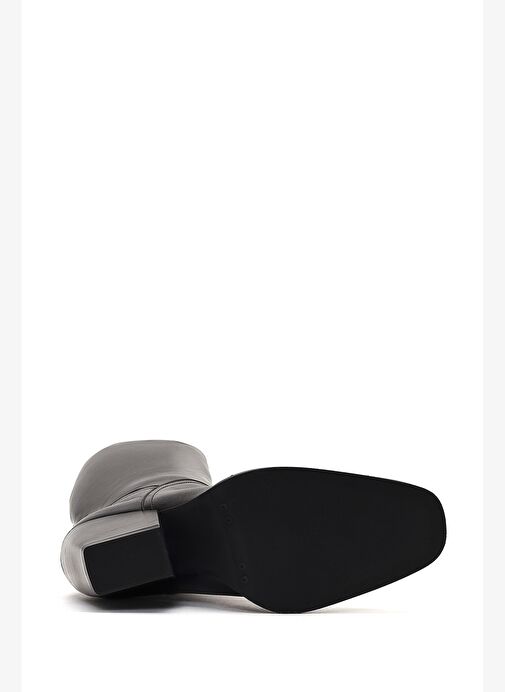 Kadın Siyah Kalın Topuklu Deri Çizme 25WFD141418 - Görsel 7